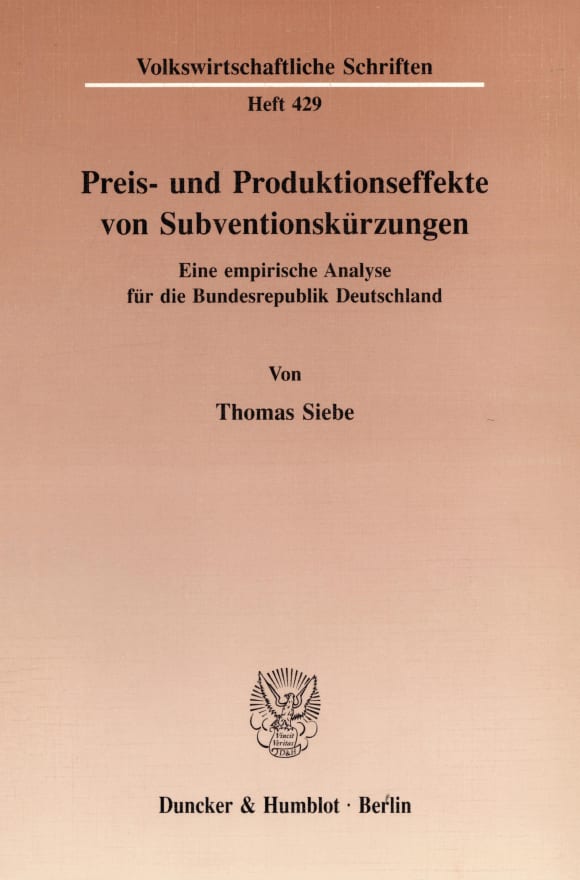 Cover Preis- und Produktionseffekte von Subventionskürzungen