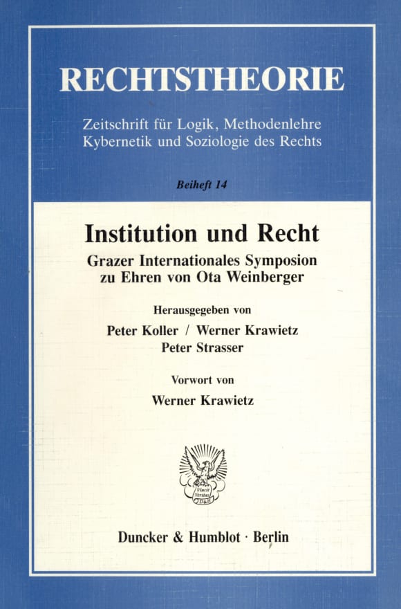 Cover Institution und Recht