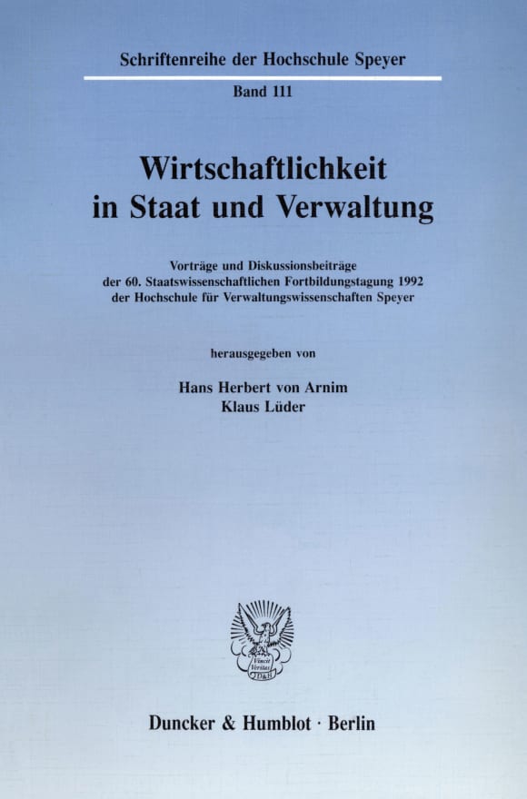 Cover Wirtschaftlichkeit in Staat und Verwaltung