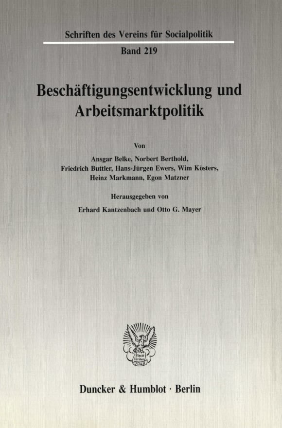 Cover Beschäftigungsentwicklung und Arbeitsmarktpolitik