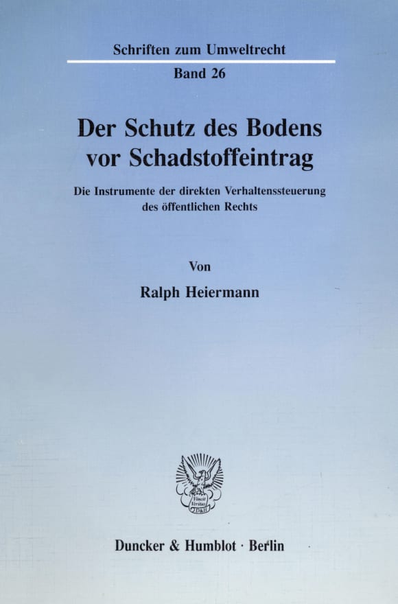 Cover Der Schutz des Bodens vor Schadstoffeintrag