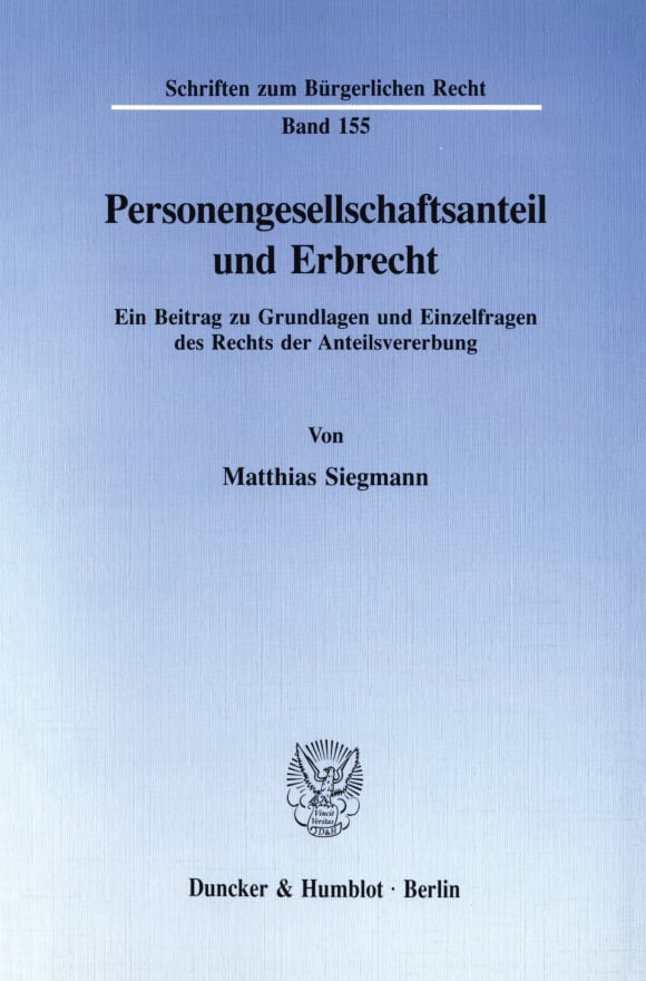 Cover Personengesellschaftsanteil und Erbrecht