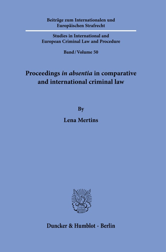 Cover Proceedings in absentia in comparative and international criminal law