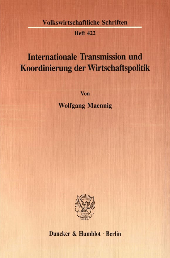 Cover Internationale Transmission und Koordinierung der Wirtschaftspolitik