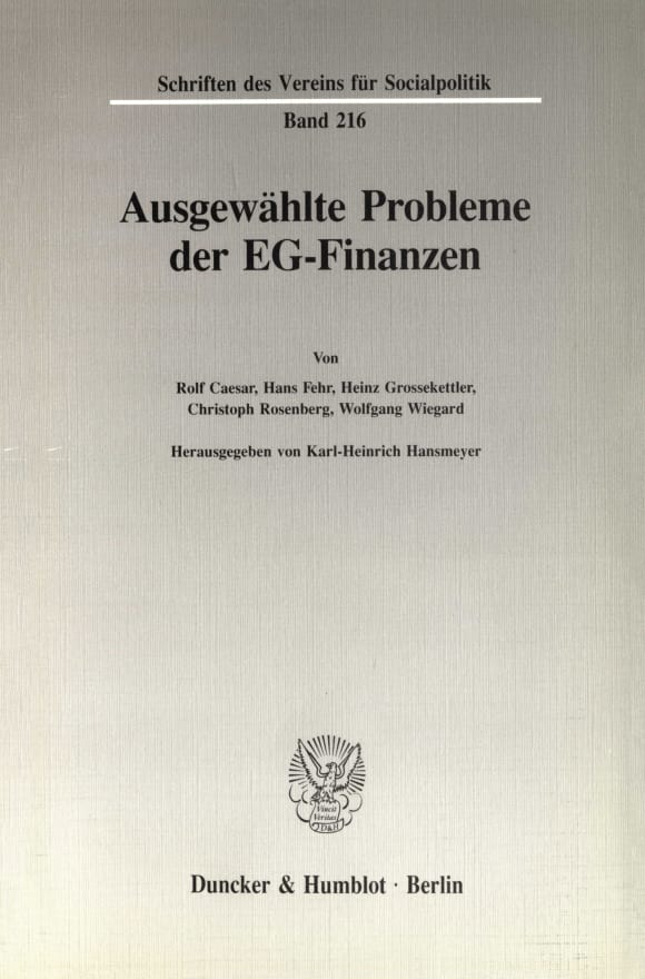 Cover Ausgewählte Probleme der EG-Finanzen