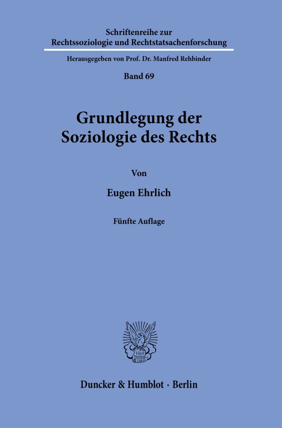 Cover Grundlegung der Soziologie des Rechts