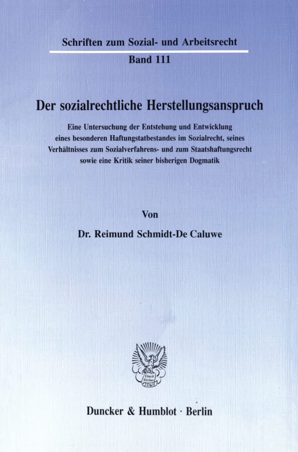 Cover Der sozialrechtliche Herstellungsanspruch