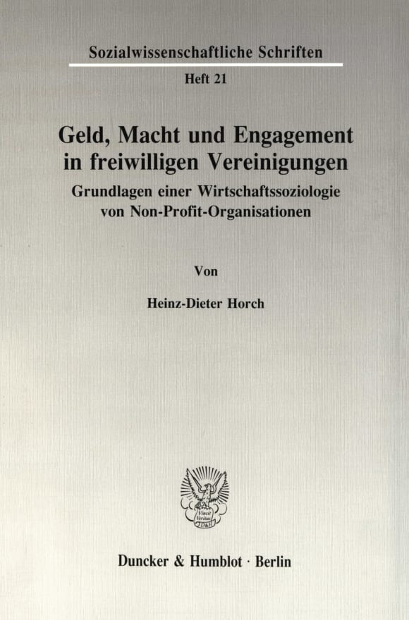 Cover Geld, Macht und Engagement in freiwilligen Vereinigungen