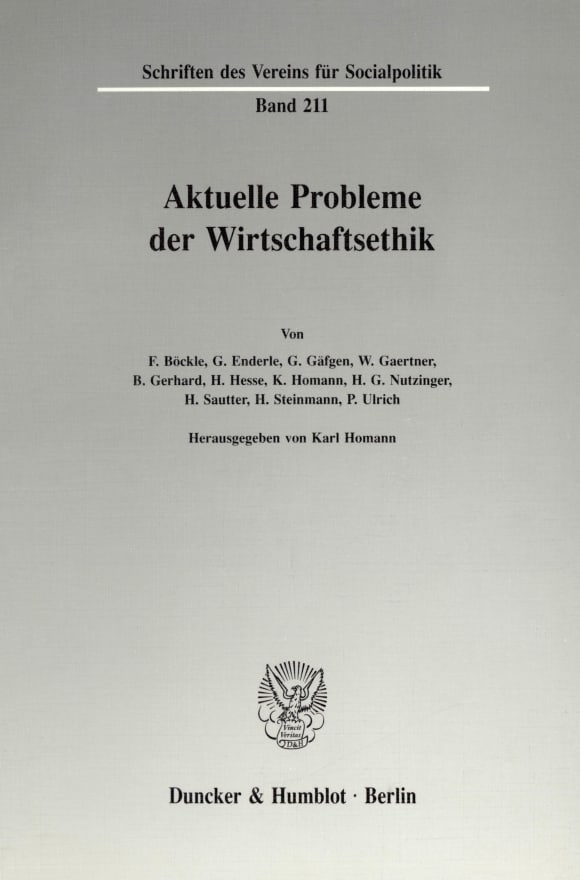 Cover Aktuelle Probleme der Wirtschaftsethik