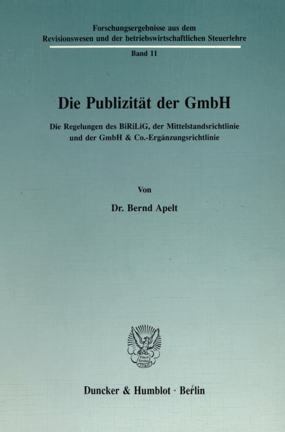 Cover Die Publizität der GmbH