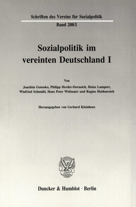 Cover Sozialpolitik im vereinten Deutschland I