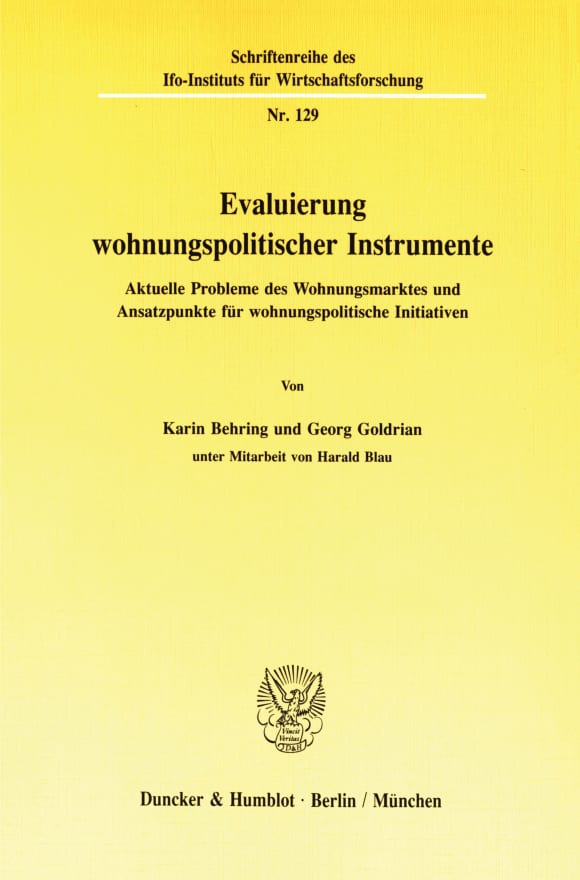 Cover Evaluierung wohnungspolitischer Instrumente