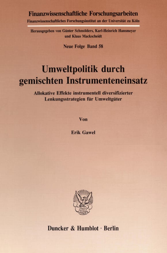 Cover Umweltpolitik durch gemischten Instrumenteneinsatz