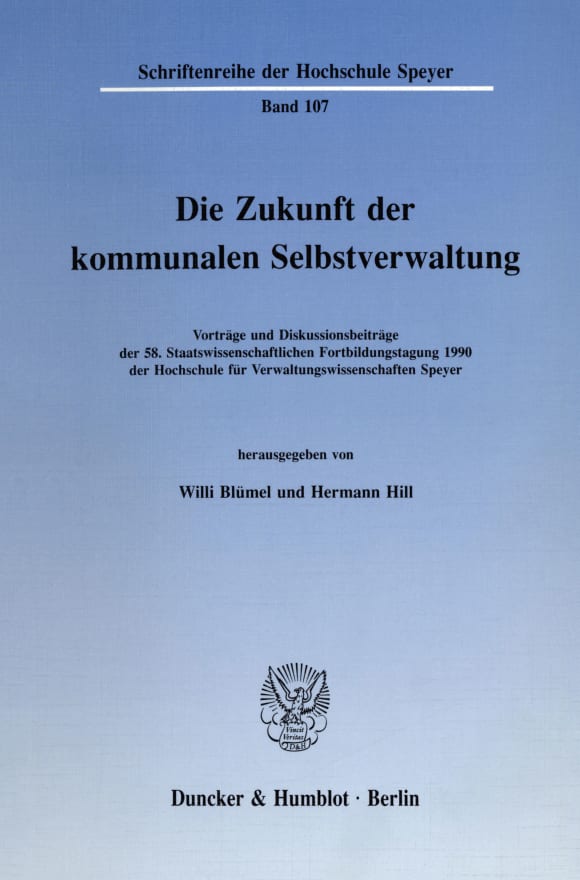 Cover Die Zukunft der kommunalen Selbstverwaltung