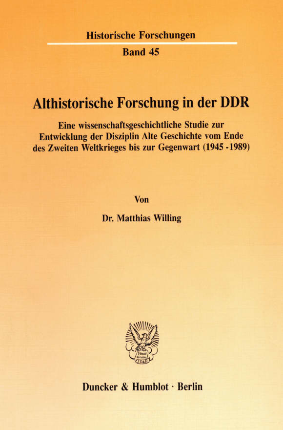 Cover Althistorische Forschung in der DDR