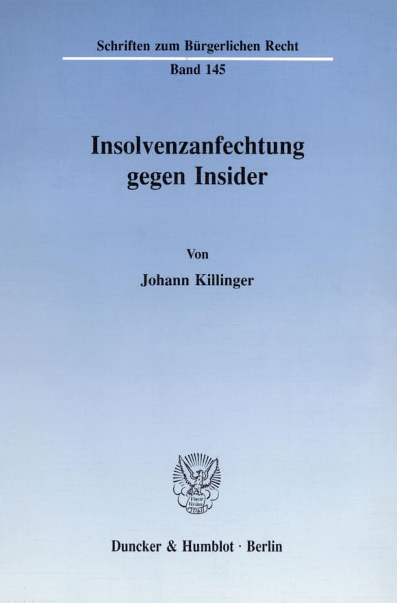 Cover Insolvenzanfechtung gegen Insider