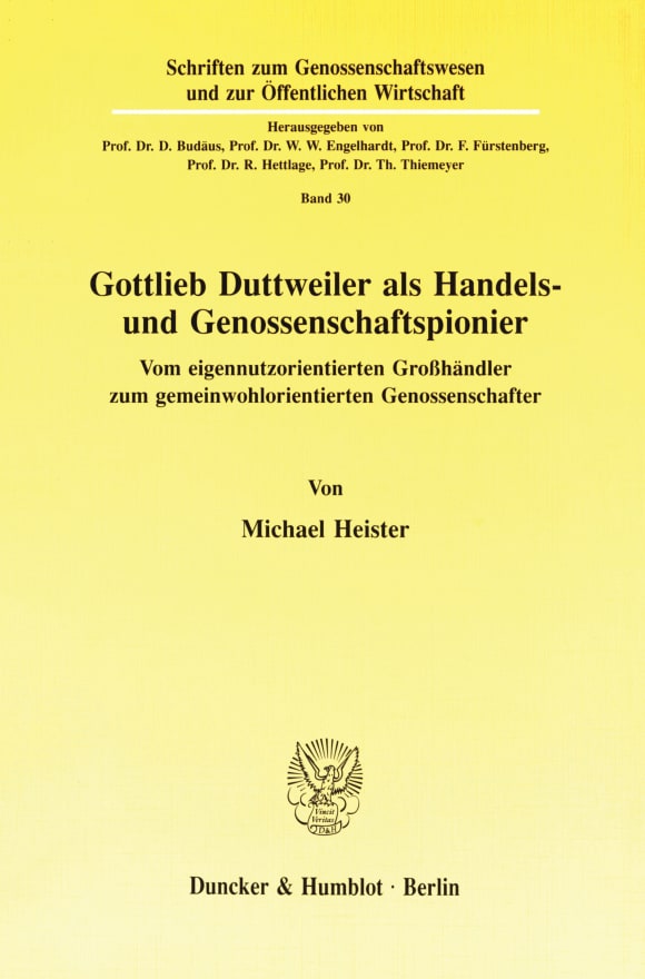 Cover Gottlieb Duttweiler als Handels- und Genossenschaftspionier