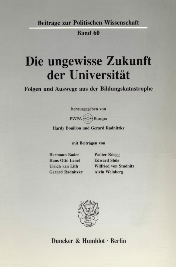 Cover Die ungewisse Zukunft der Universität