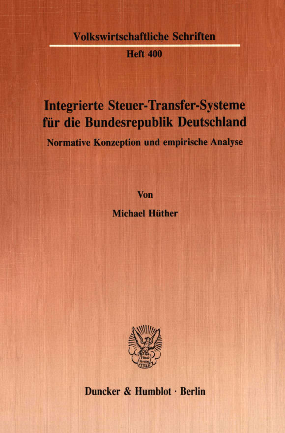 Cover Integrierte Steuer-Transfer-Systeme für die Bundesrepublik Deutschland