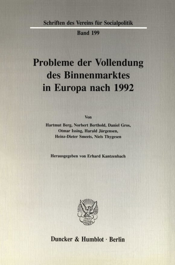 Cover Probleme der Vollendung des Binnenmarktes in Europa nach 1992