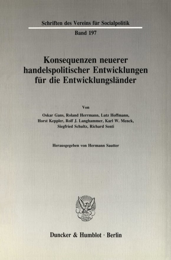 Cover Konsequenzen neuerer handelspolitischer Entwicklungen für die Entwicklungsländer