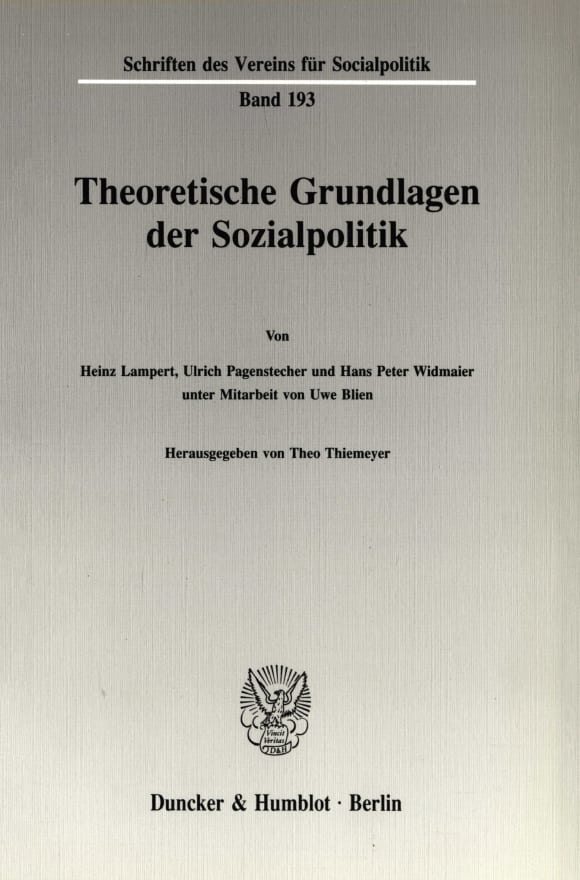 Cover Theoretische Grundlagen der Sozialpolitik (I)