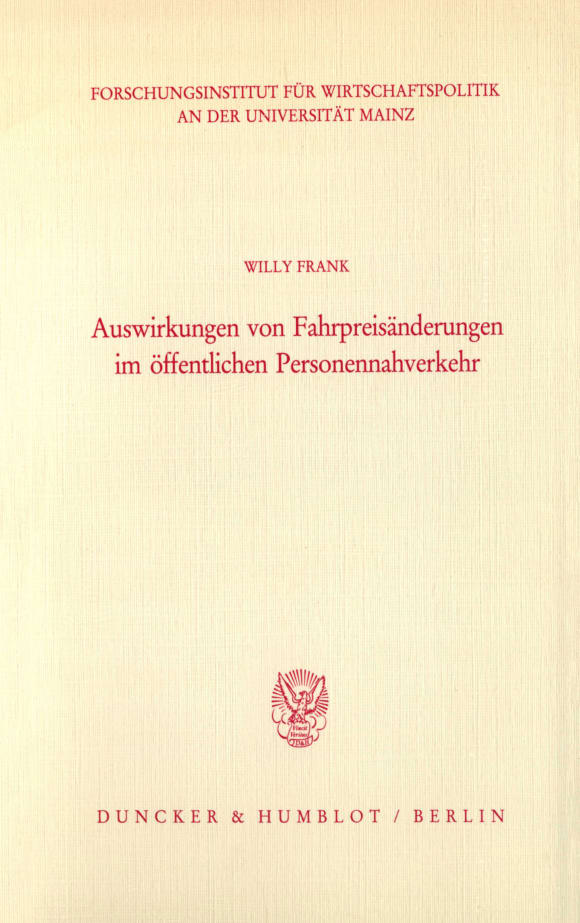 Cover Auswirkungen von Fahrpreisänderungen im öffentlichen Personennahverkehr