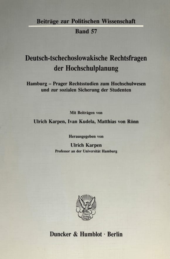 Cover Deutsch-tschechoslowakische Rechtsfragen der Hochschulplanung