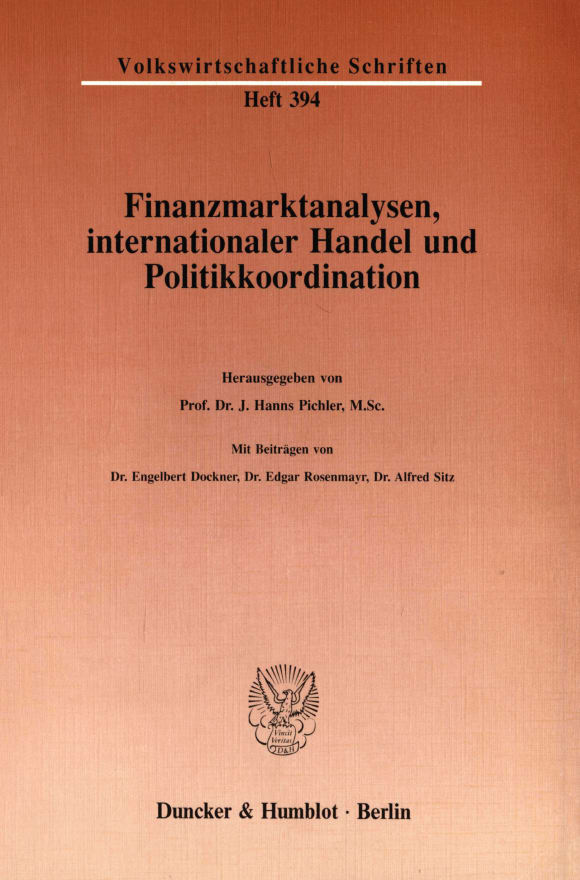 Cover Finanzmarktanalysen, internationaler Handel und Politikkoordination