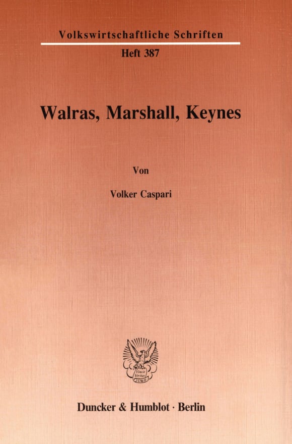 Cover Walras, Marshall, Keynes