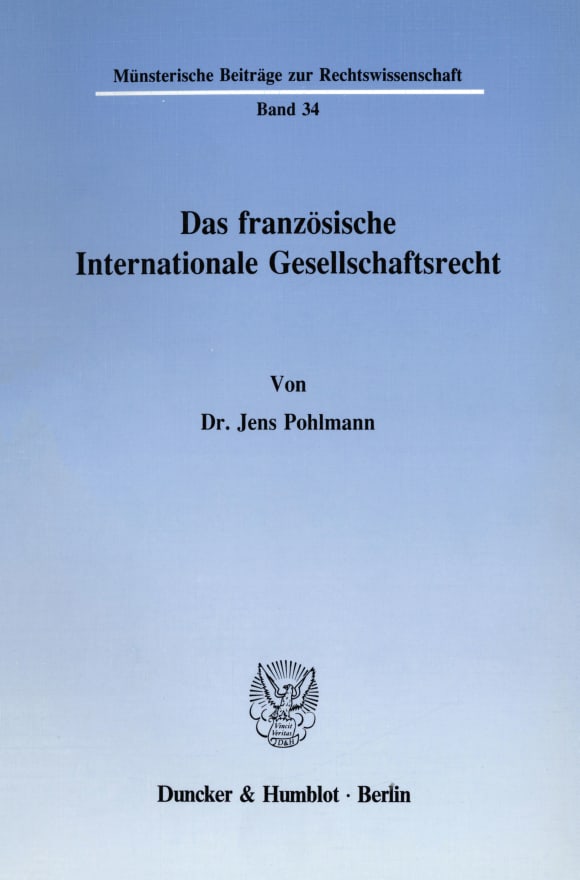 Cover Das französische Internationale Gesellschaftsrecht