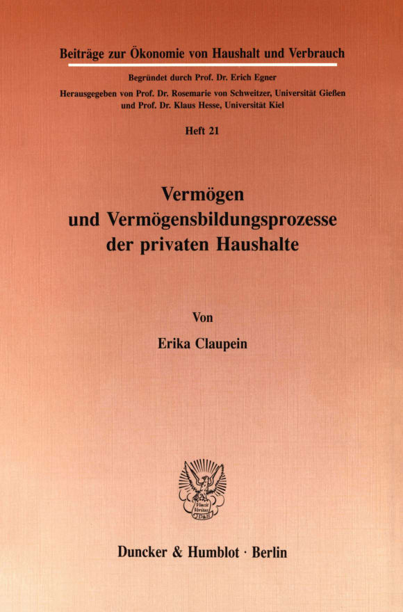 Cover Vermögen und Vermögensbildungsprozesse der privaten Haushalte