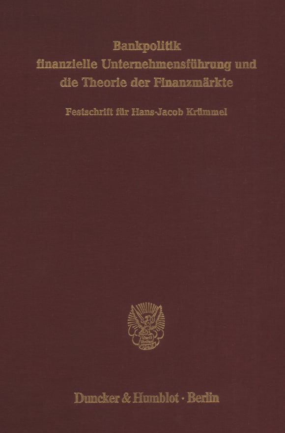 Cover Bankpolitik, finanzielle Unternehmensführung und die Theorie der Finanzmärkte