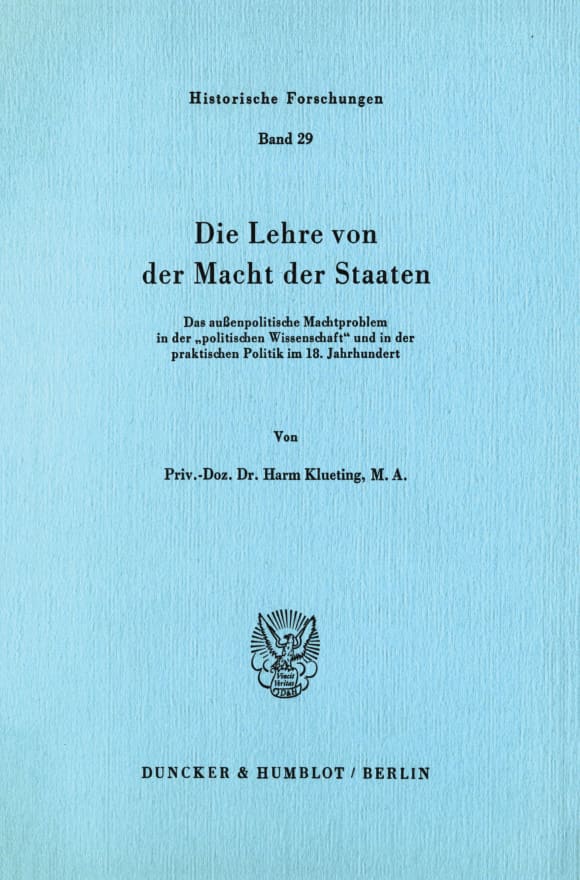 Cover Die Lehre von der Macht der Staaten