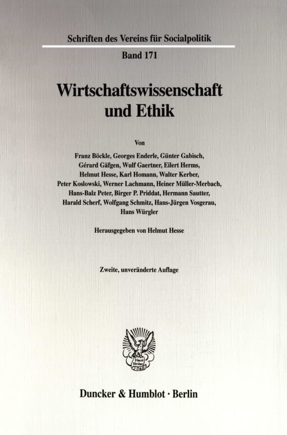 Cover Wirtschaftswissenschaft und Ethik