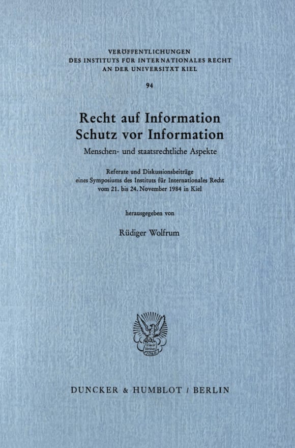 Cover Recht auf Information, Schutz vor Information