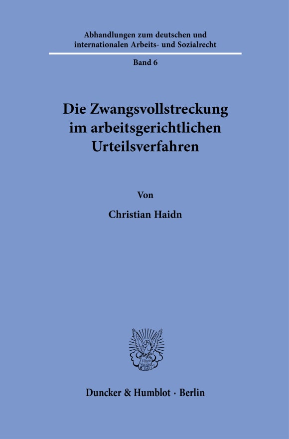 Cover Die Zwangsvollstreckung im arbeitsgerichtlichen Urteilsverfahren