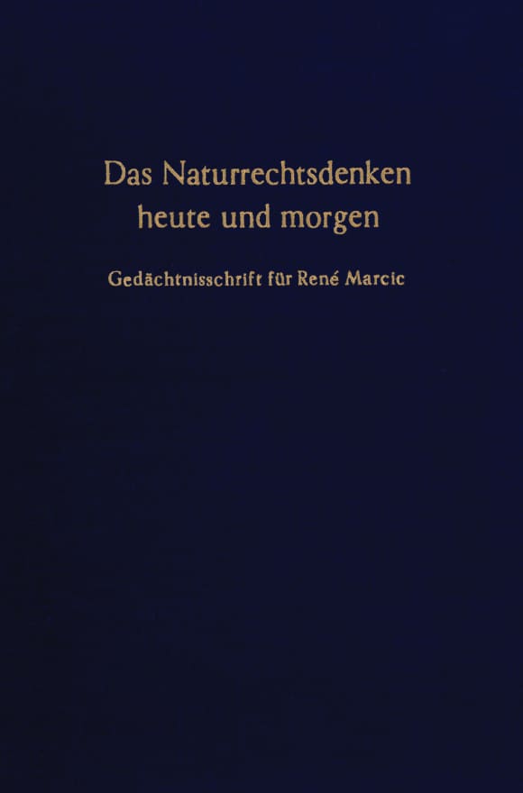 Cover Das Naturrechtsdenken heute und morgen