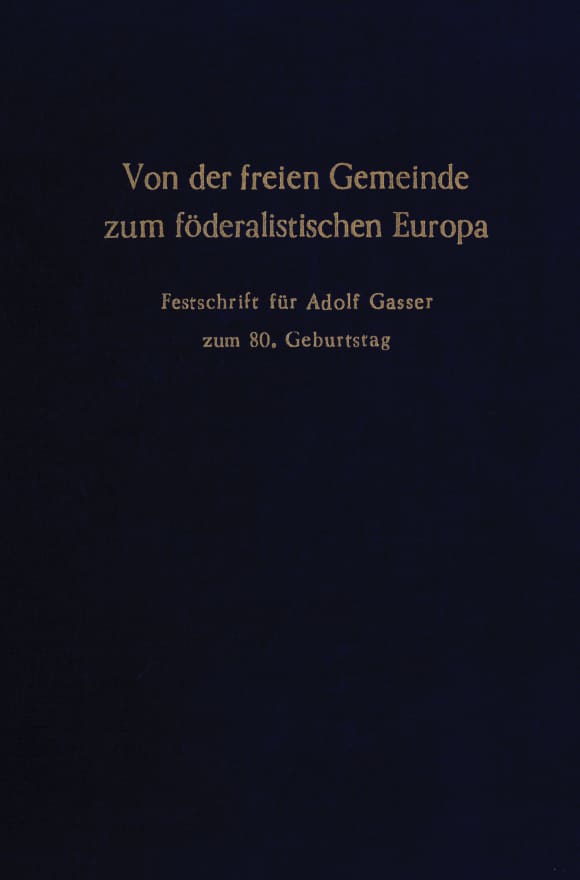 Cover Von der freien Gemeinde zum föderalistischen Europa