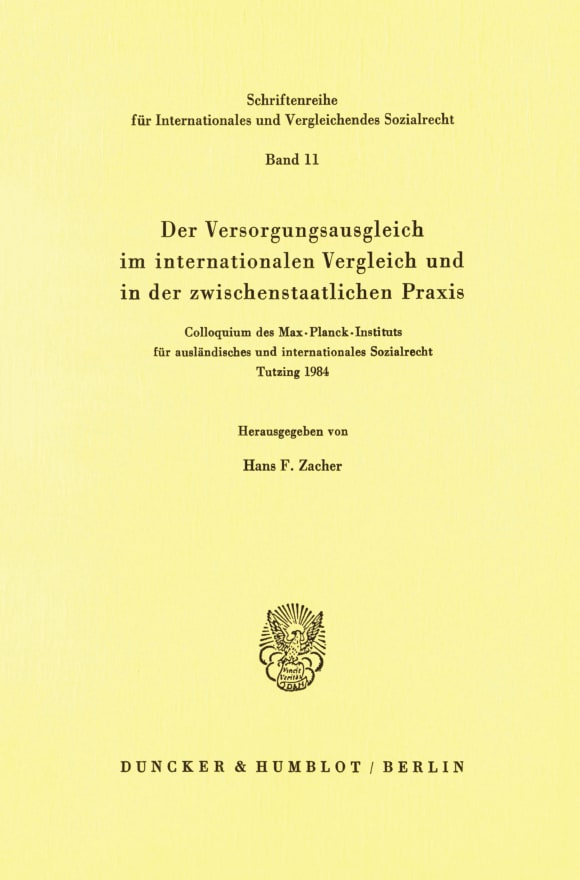 Cover Der Versorgungsausgleich im internationalen Vergleich und in der zwischenstaatlichen Praxis