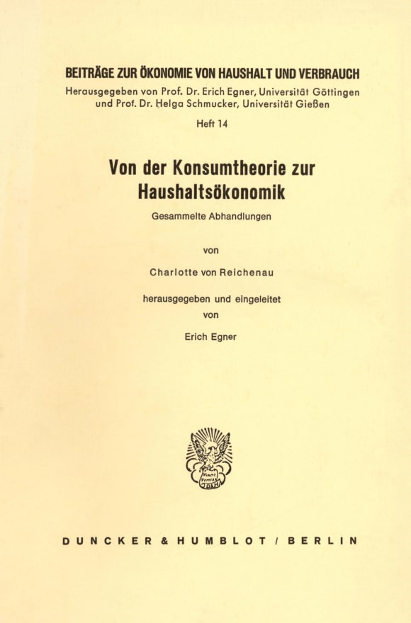 Cover Von der Konsumtheorie zur Haushaltsökonomik