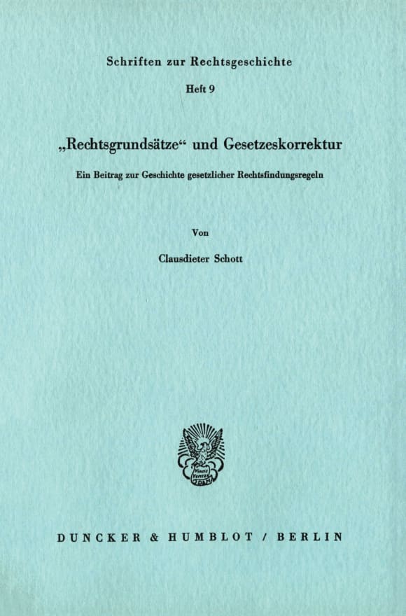 Cover »Rechtsgrundsätze« und Gesetzeskorrektur