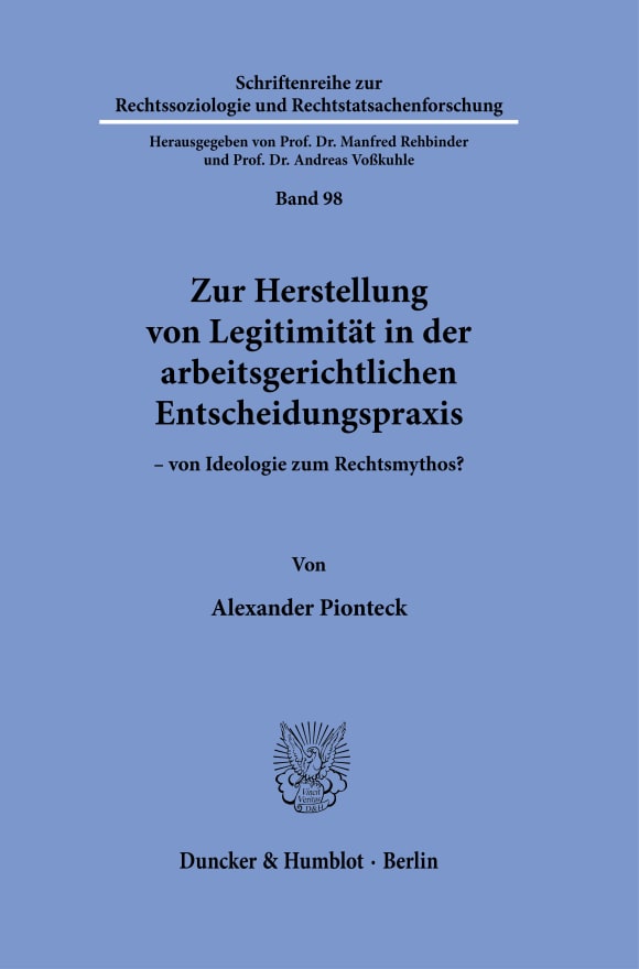 Cover Schriftenreihe zur Rechtssoziologie und Rechtstatsachenforschung (RR)