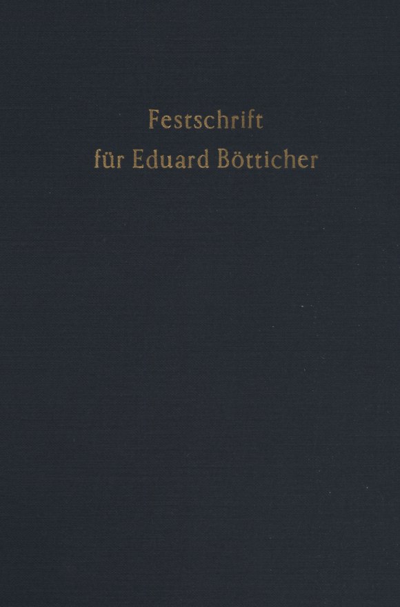 Cover Festschrift für Eduard Bötticher zum 70. Geburtstag