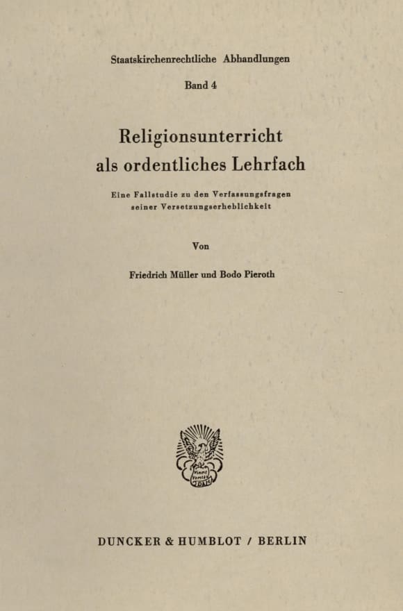 Cover Religionsunterricht als ordentliches Lehrfach