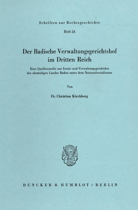 Cover Der Badische Verwaltungsgerichtshof im Dritten Reich