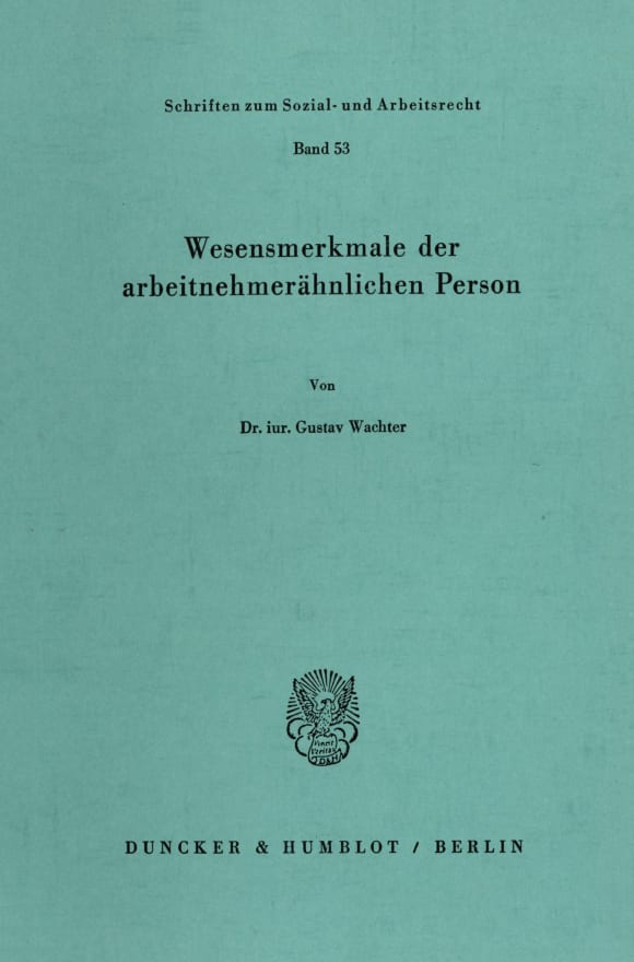 Cover Wesensmerkmale der arbeitnehmerähnlichen Person