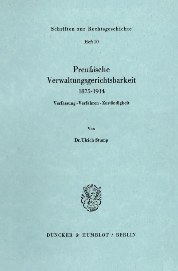 Cover Preußische Verwaltungsgerichtsbarkeit 1875–1914