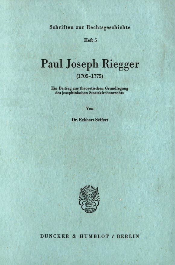 Cover Paul Joseph Riegger (1705 - 1775)