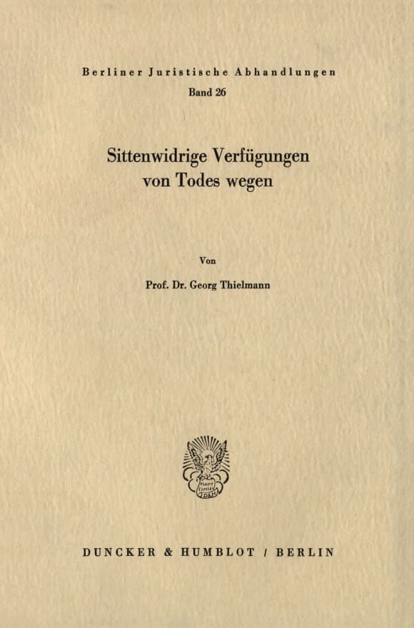 Cover Sittenwidrige Verfügungen von Todes wegen